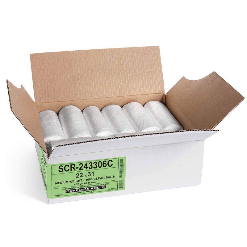 Aluf Plastics أكياس قمامة Aluf Plastics SCR-243306C بسعة 12-16 جالون - (عبوة تجارية 1000) - قيمة سلسلة تخفيض المصدر عالية الكثافة 6 ميكرون (مكافئ) - مخصصة للمكتب والحمام والورق والستايروفوم - Image 2